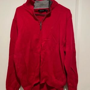 Nautica Quarter Zip Red Sweater